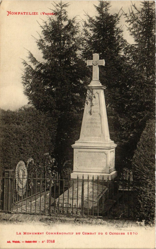 Carte postale ancienne Nompatelize Le Monument Commemoratif à Nompatelize