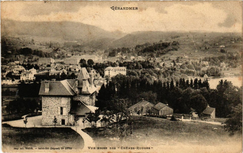 Carte postale ancienne Gerardmer vue prise des Chenes Rouges à Gérardmer