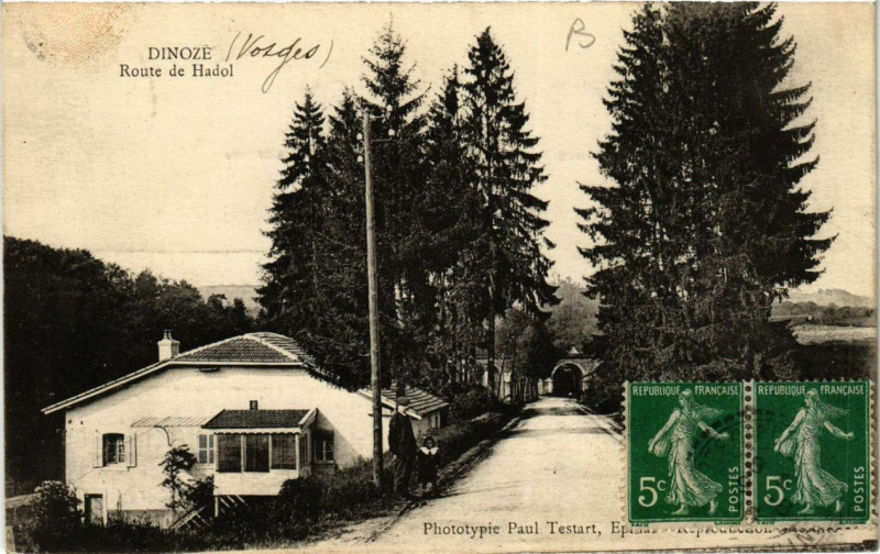 Carte postale ancienne Dinoze Route de Hadol à Dinozé