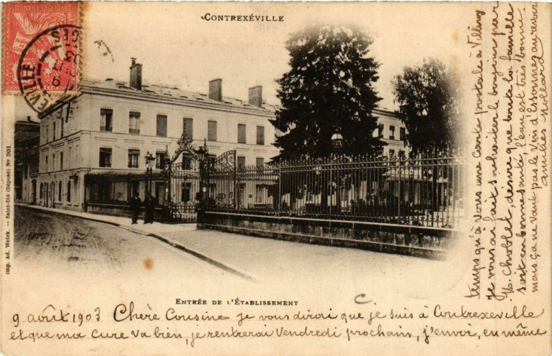 Carte postale ancienne Contrexeville Entrée de l'Etablissement à Contrexéville