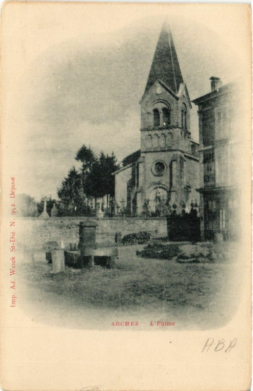 Carte postale ancienne Arches L'Eglise à Arches