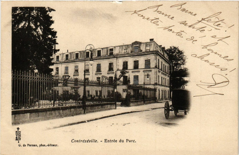 Carte postale ancienne Contrexeville - Entrée du Parc à Contrexéville