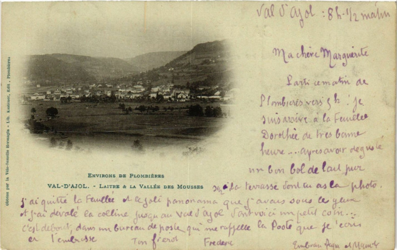 Carte postale ancienne Val-d'Ajol - Laitre & La Valléee des Mousses