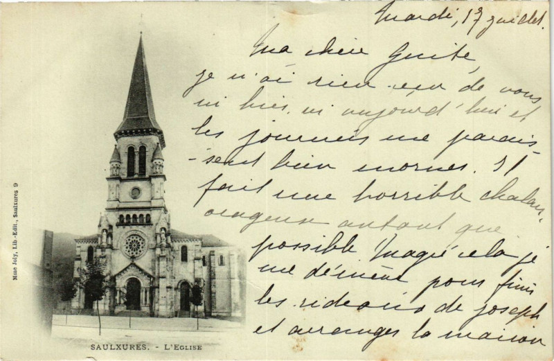 Carte postale ancienne Saulxures - L'Eglise