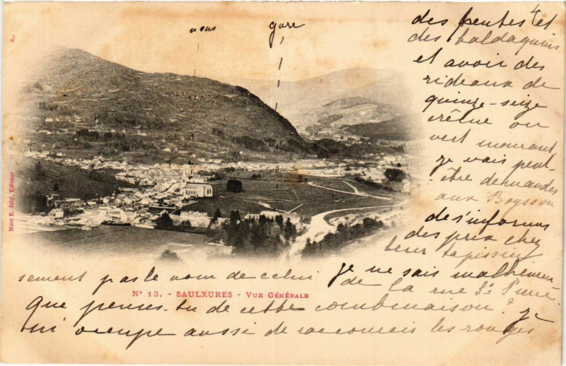 Carte postale ancienne Saulxures - Vue générale