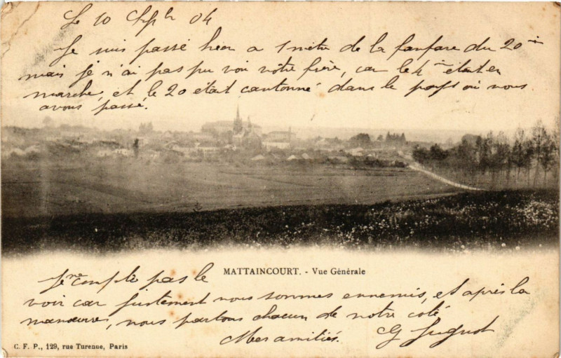 Carte postale ancienne Mattaincourt - Vue générale à Mattaincourt