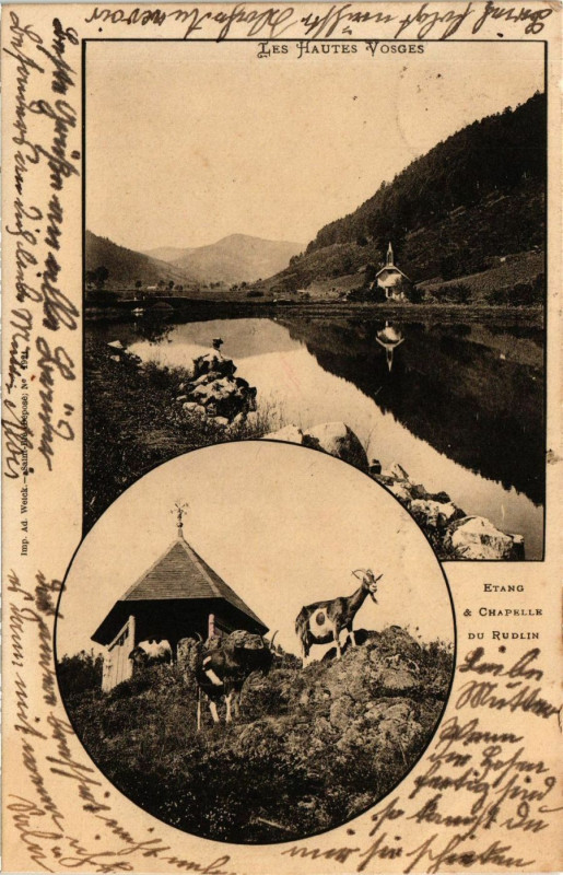 Carte postale ancienne Etang & Chapelle du Rudlin