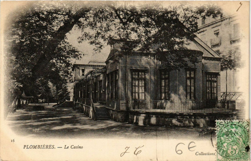 Carte postale ancienne Militaire - Plombieres - Le Casino