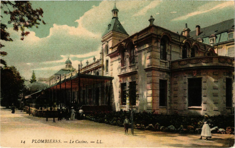 Carte postale ancienne Militaire - Plombieres - Le Casino