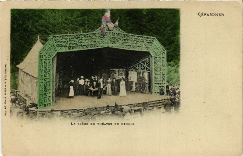 Carte postale ancienne Militaire - La Scene du Theatre du Peuple