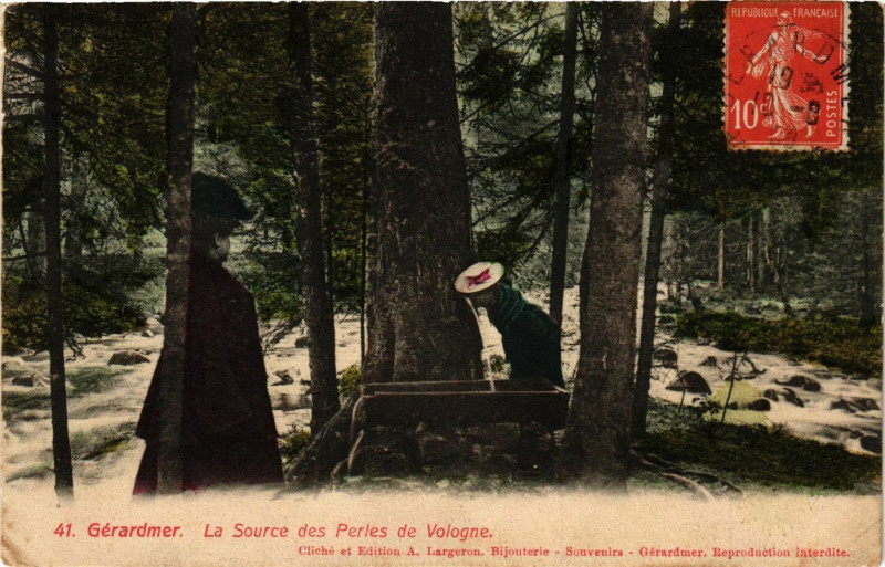 Carte postale ancienne Militaire - Gerardmer - La Source des Perles de Vologne à Gérardmer