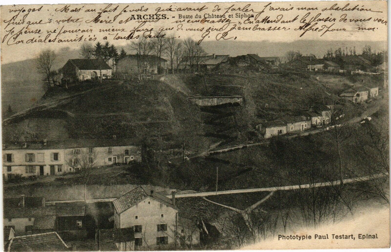 Carte postale ancienne Arches - Butte du Chateau et Siphon à Arches