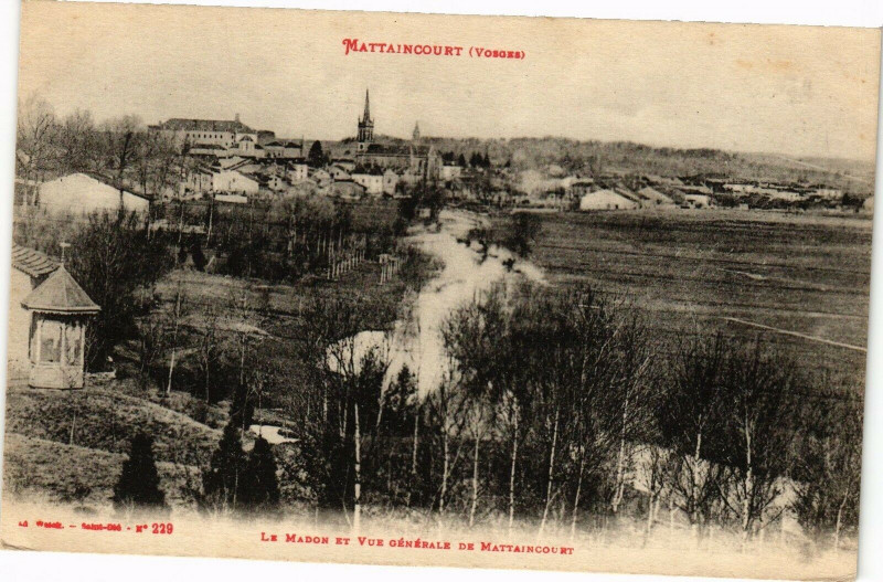 Carte postale ancienne Mattaincourt - Le Madon et vue générale de Mattaincourt à Mattaincourt