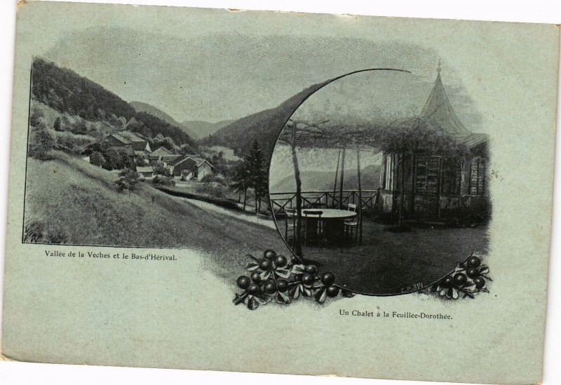 Carte postale ancienne Vallée de la Véches et le Bas d'Hérival