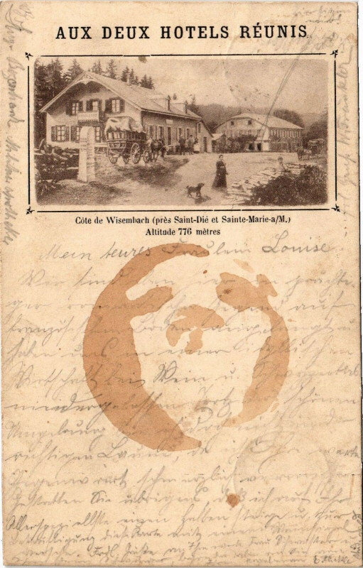 Carte postale ancienne Aux deux Hotels Réunis