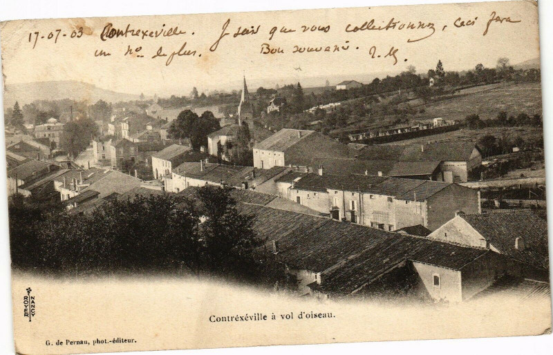 Carte postale ancienne Contrexeville a vol d'oiseau à Contrexéville