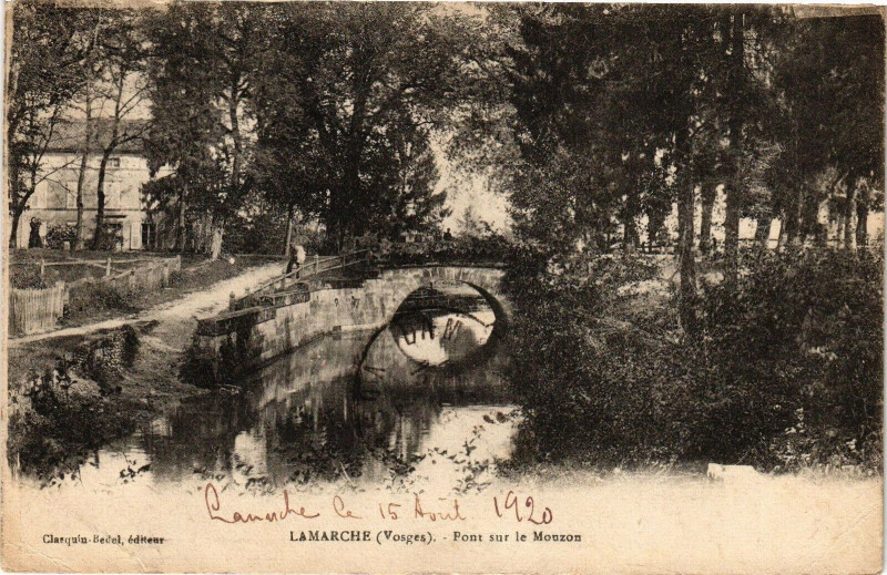 Carte postale ancienne Lamarche - Pont sur le Mouzou à Lamarche