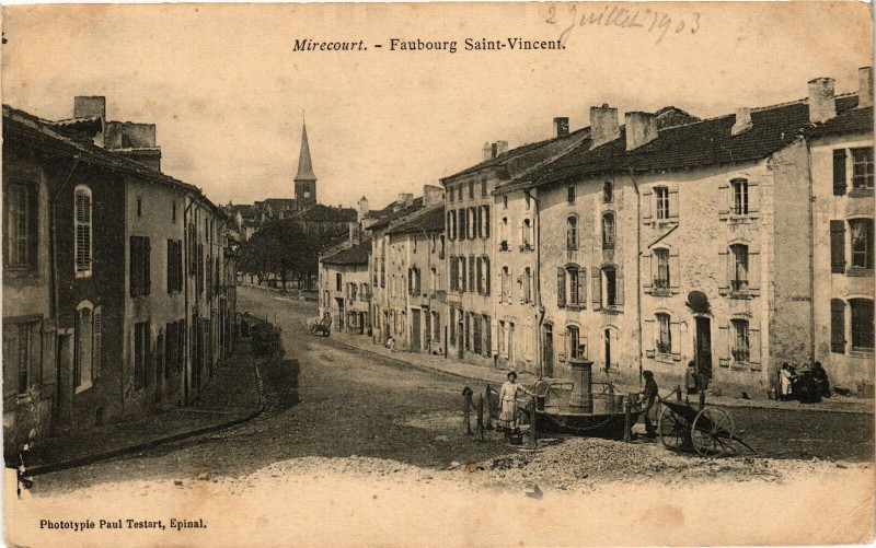 Carte postale ancienne Mirecourt - Faubourg Saint-Vincent à Mirecourt
