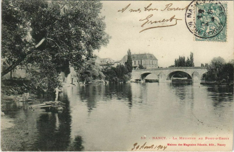 Carte postale ancienne Nancy La Meurthe au Pont-Essey à Nancy
