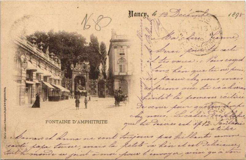 Carte postale ancienne Nancy Fontaine d'Amphitrite à Nancy