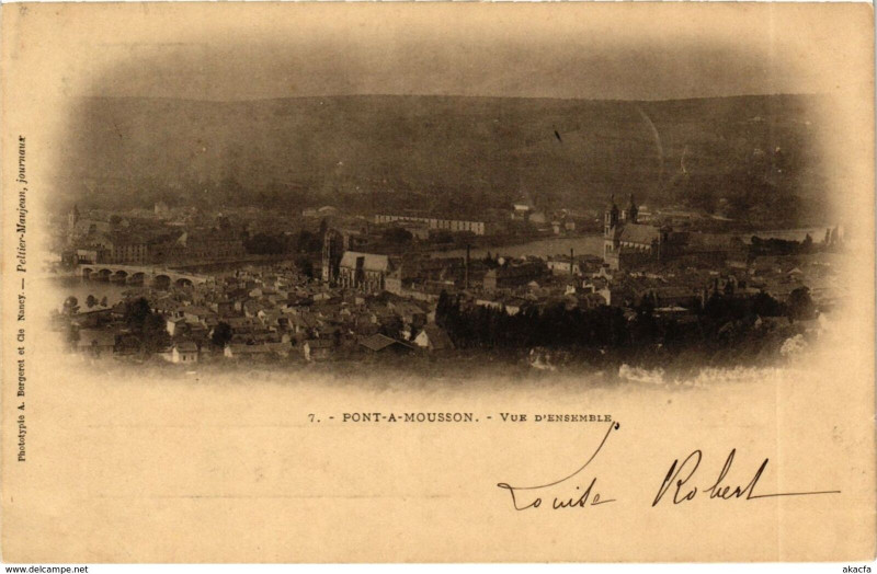 Carte postale ancienne Lorraine Pont-a-Mousson Vue d'ensemble à Pont-à-Mousson