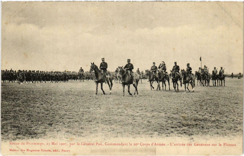 Carte postale ancienne Militaire Nancy - Revue de Printemps, 23 Mai 1907 à Nancy