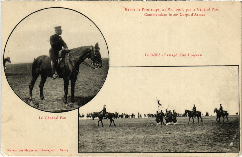 Carte postale ancienne Militaire Nancy - Revue de Printemps, 23 Mai 1907 à Nancy