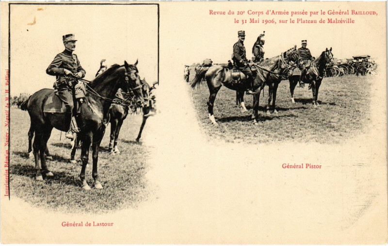 Carte postale ancienne Militaire Nancy - Revue du 20e Corps d'Armée passée par à Nancy