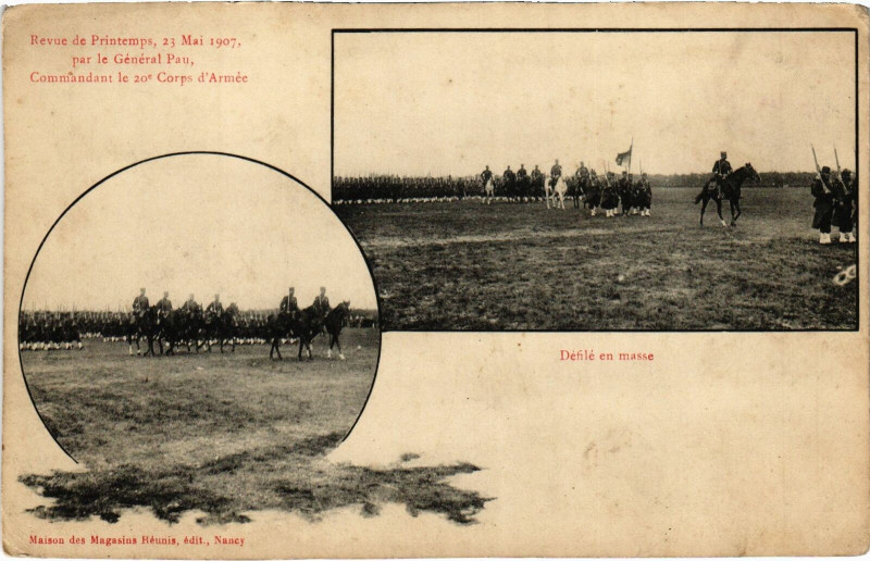 Carte postale ancienne Militaire Nancy - Revue de Printemps, 23 Mai 1907 à Nancy