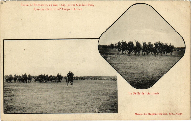 Carte postale ancienne Militaire Nancy - Revue de Printemps, 23 Mai 1907 à Nancy