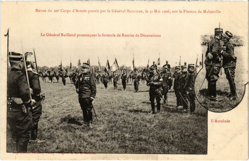 Carte postale ancienne Militaire Nancy - Revue du 20e Corps d'Armée passée par à Nancy