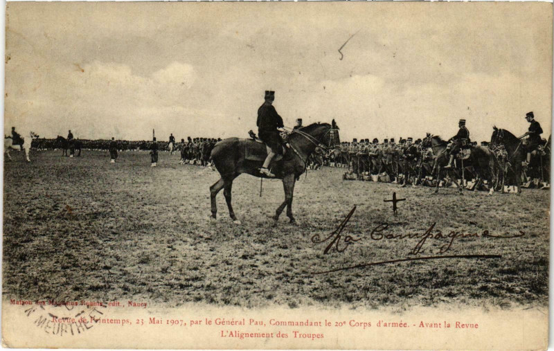 Carte postale ancienne Militaire Nancy - Revue de Printemps, 23 Mai 1907 à Nancy