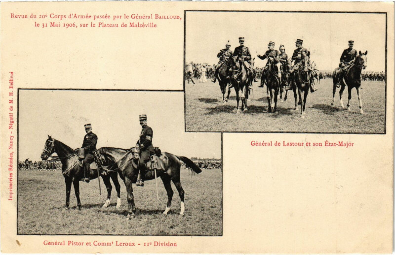 Carte postale ancienne Militaire Nancy - Revue du 20e Corps d'Armée passée par le à Nancy