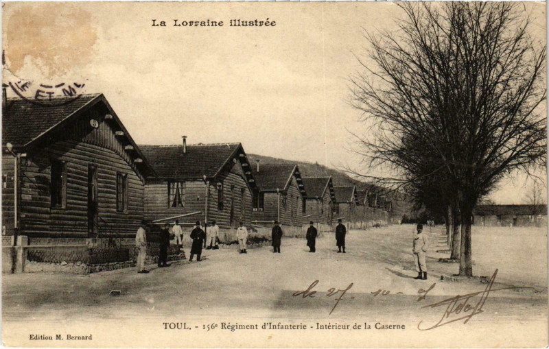 Carte postale ancienne Militaire Toul - 156e Régiment d'Infanterie à Toul
