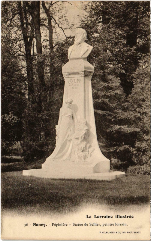Carte postale ancienne Nancy Pépiniere Statue de Sellier à Nancy