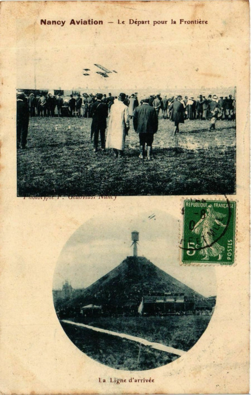 Carte postale ancienne Nancy Aviation Départ pour la Frontiere à Nancy