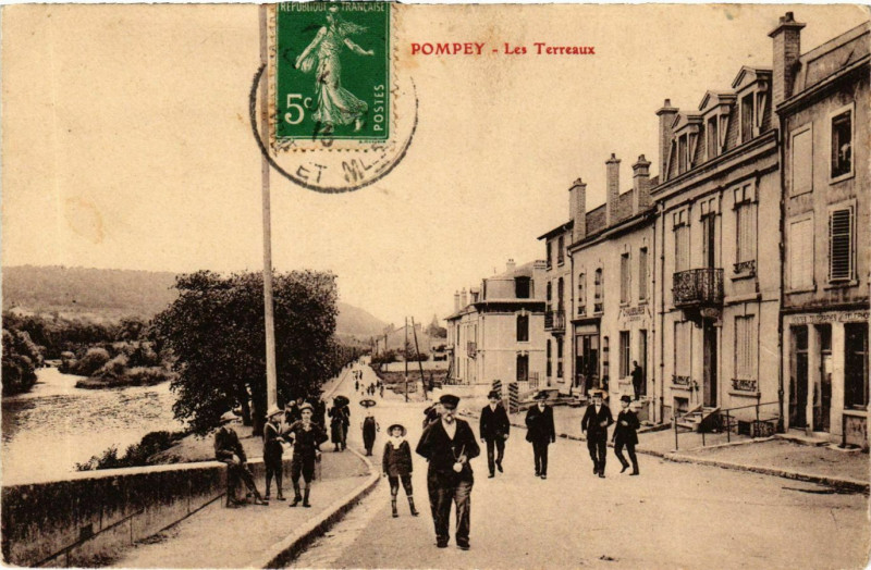 Carte postale ancienne Pompey Les Terreaux à Pompey