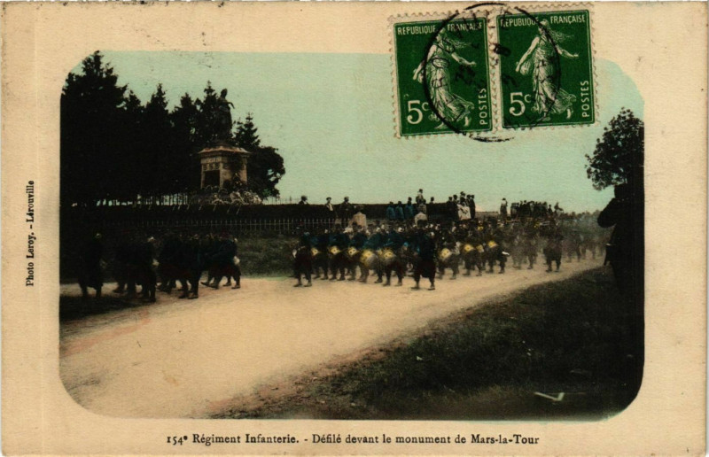 Carte postale ancienne Mars-la-Tour Monument 154e Régiment Infanterie à Mars-la-Tour