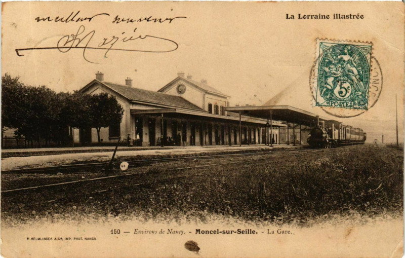 Carte postale ancienne Moncel-sur-Seille La gare à Moncel-sur-Seille