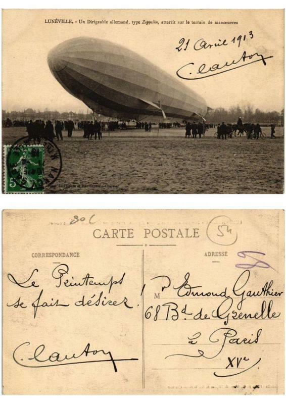 Carte postale ancienne Luneville Un Dirigeable allemand type Zeppelin à Lunéville