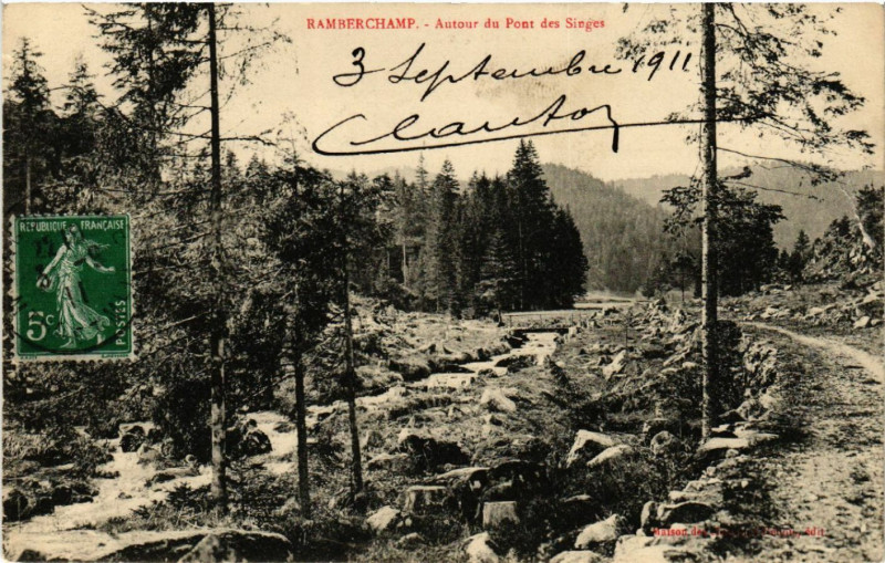 Carte postale ancienne Ramberchamp - Autour du Pont des Singes