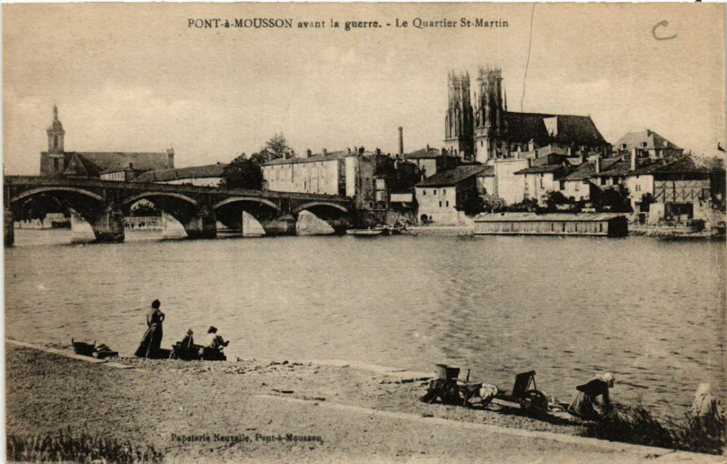 Carte postale ancienne Pont-a-Mousson - avant la guerre - Le Quartier Saint-Martin à Pont-à-Mousson