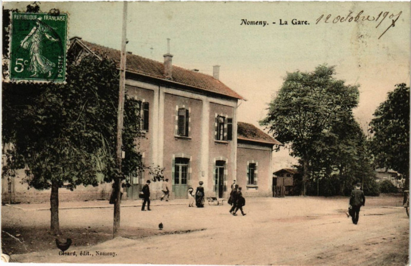 Carte postale ancienne Nomeny - La Gare à Nomeny