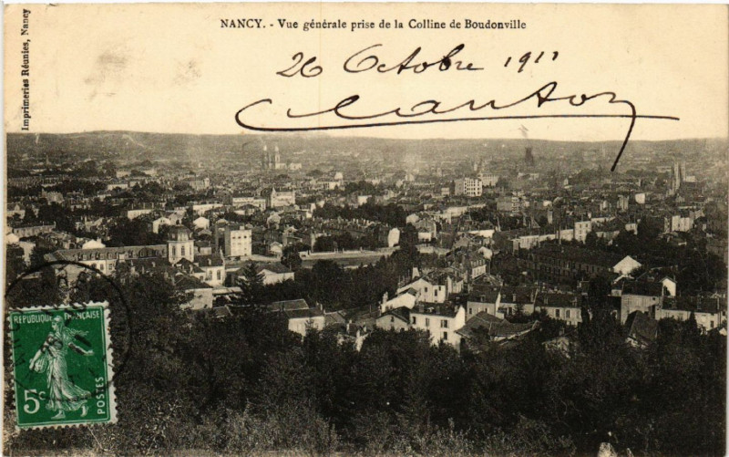 Carte postale ancienne Nancy - Vue Generale prise de la Colline de Boudonville à Nancy