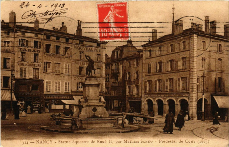 Carte postale ancienne Nancy - Statue équestre de René Ii - par Mathias Schiff à Nancy