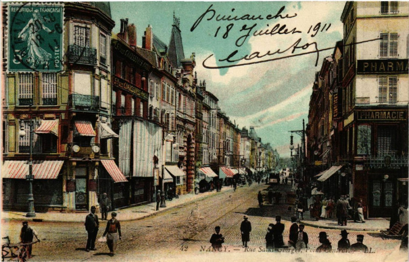 Carte postale ancienne Nancy - Rue Saint-Georges - Point Central à Nancy