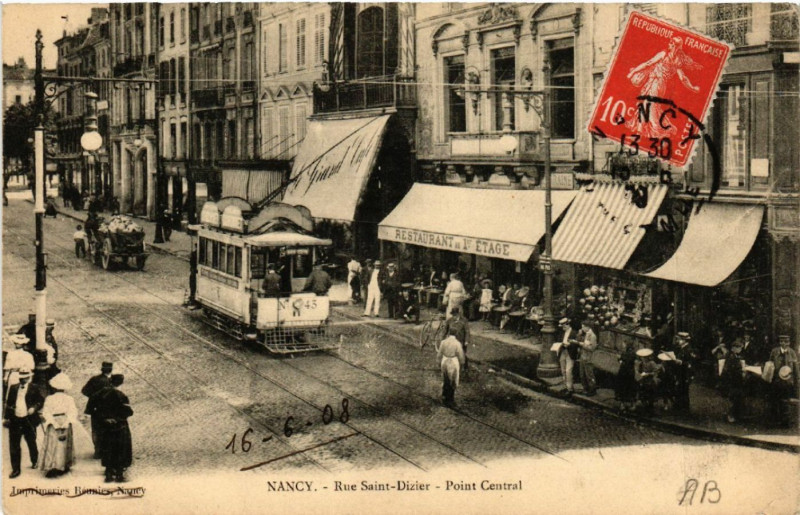 Carte postale ancienne Nancy - Rue Saint-Dizier - Point Central à Nancy