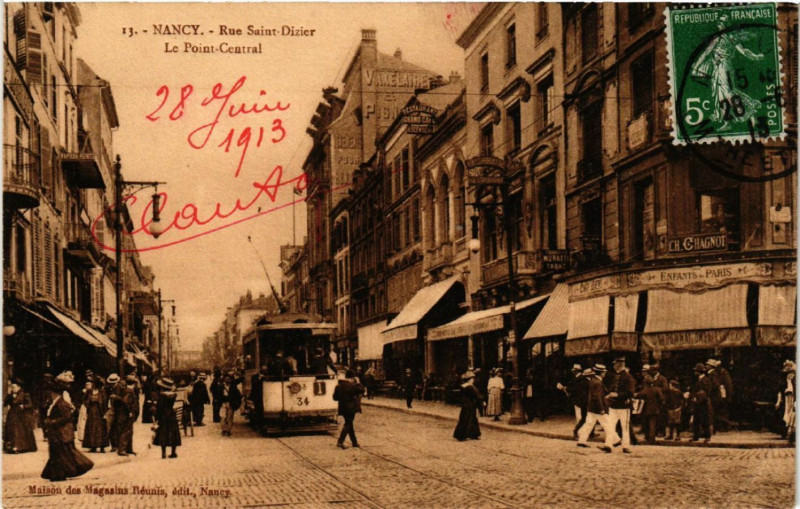 Carte postale ancienne Nancy - Rue Saint-Dizier - Le Point-Central à Nancy
