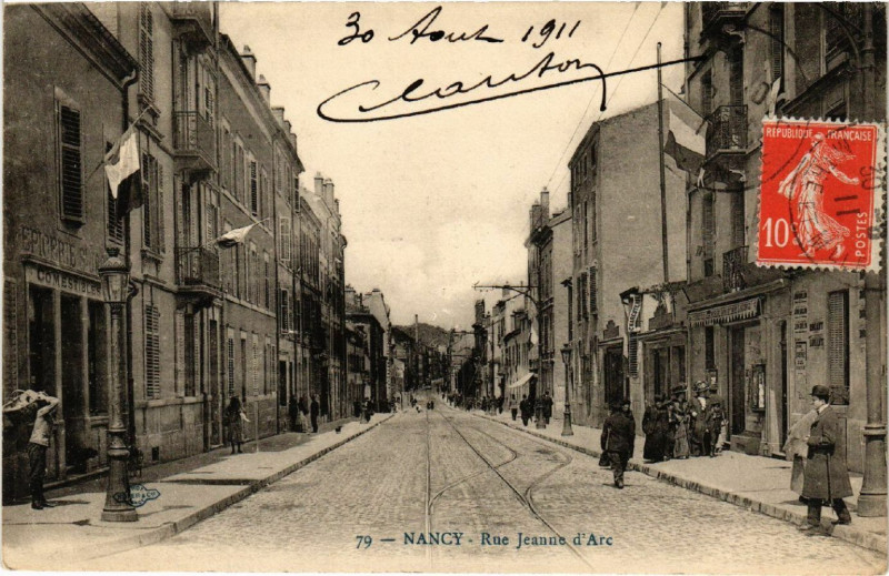 Carte postale ancienne Nancy - Rue Jeanne d'Arc à Nancy