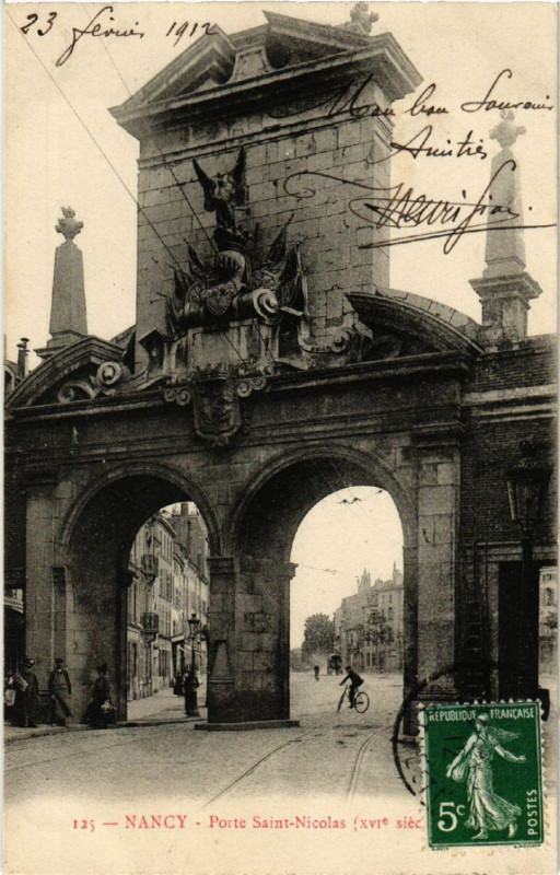 Carte postale ancienne Nancy - Porte Saint-Nicolas à Nancy